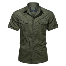 New Mens Military Short Sleeves Shirts Air Force Army Cotton Camisas Shirts Tops