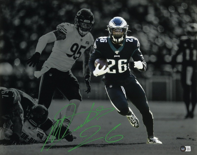 Framed Miles Sanders Signed Philadelphia Eagles 16x20 Beckett Witnessed WU58986