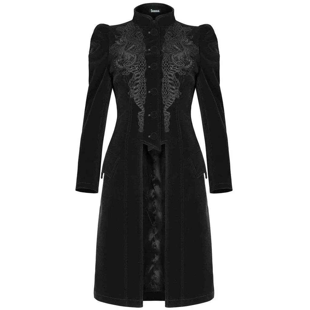 Handmade Women's coat Jacket Vespertine Mid Length Coat Black Velvet Coat/USA