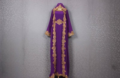purple and gold kaftan dress