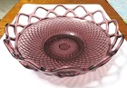 Vintage Imperial Depression Glass Candy Bowl Dish Amethyst Diamond Open Lace Rim