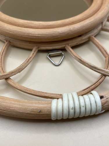 Vintage Boho Rattan round framed mirror natural wood 10”- 3.5”mirror Vietnam - Picture 14 of 16