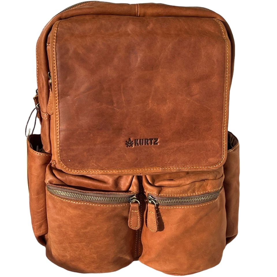 Unisex XL ECHTES LEDER Braun Rucksack Umhängetasche Unitasche Leather Backpack - Bild 2 von 4