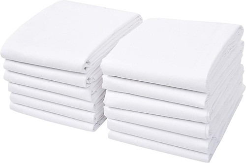 Linteum Textile (White, 12-Pack) Cotton Pillowcases Set - T-200 Quality