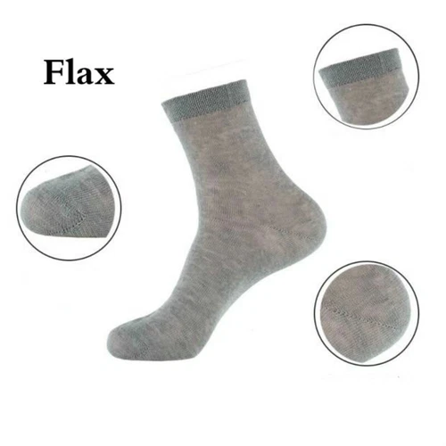 5 Pairs Men 88% Linen Sock Natural Flax Thin Breathable Soft Eur Size 39-49 Cosy - Picture 3 of 6