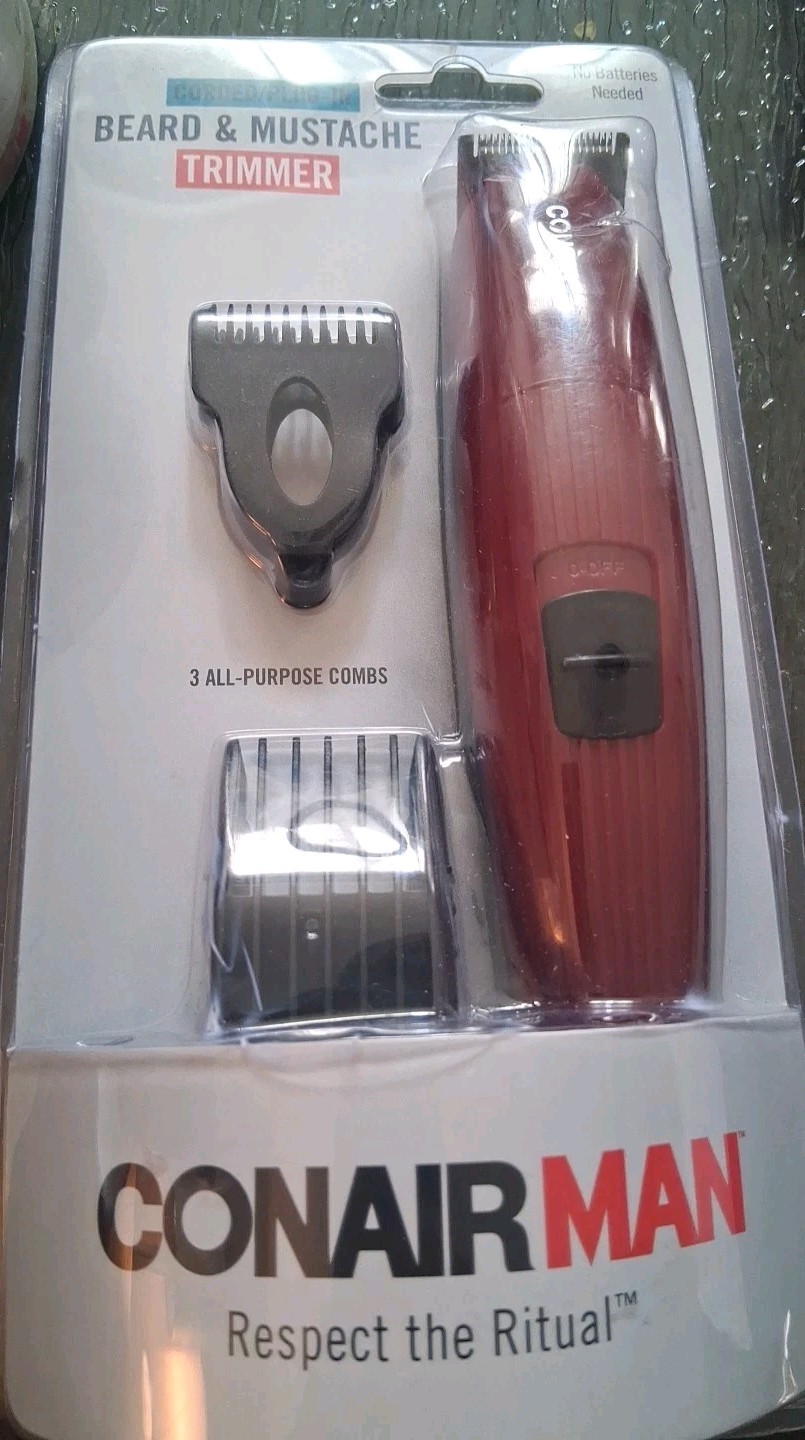CONAIRMAN Men's Corded Plug-In Beard & Mustache Trimmer with
