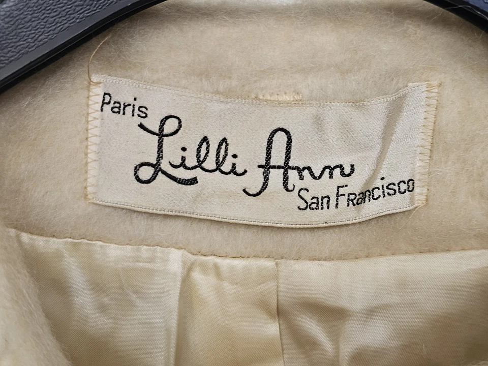 Abrigo columpio vintage Lilli Ann Paris Tissé à Paris lana marfil estrás años 50 Foto 3 de 4