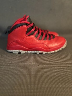 Air Jordan 10 Retro Bulls Over Broadway 705178-601 Men's Size 10.5 Red Black