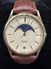 Orologio Uomo Seiko Quarzo Fasi Lunari 32mm Crema Quadrante Data 7434-7008