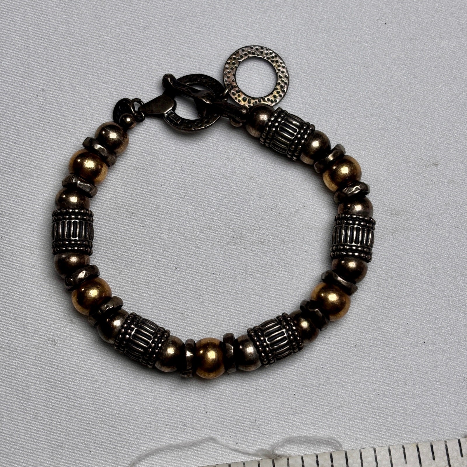 HEAVY 36g Solid Sterling Silver Beaded Bracelet 9… - image 4