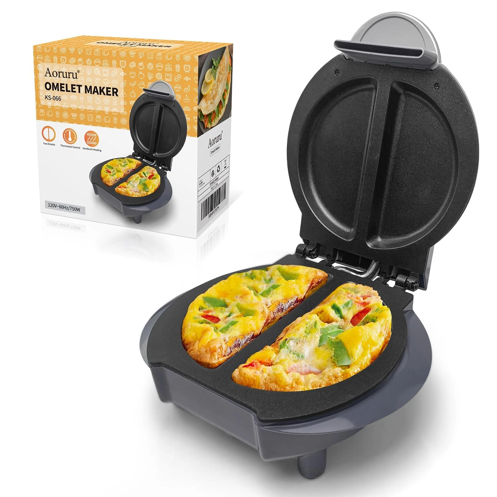 Electric Omelet Maker Frittata Snack Pocket Maker Dessert Maker Non-Stick Sta...
