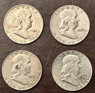 (4) Franklin Half Dollars 90% Silver 51p 53p 61p 63d Free Shipping