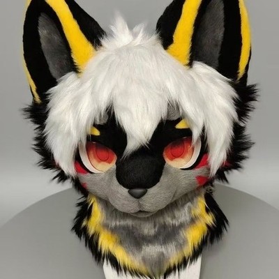 Fursuit Long haired Dog Fox Mascot Party Halloween Fur Cosplay(head)