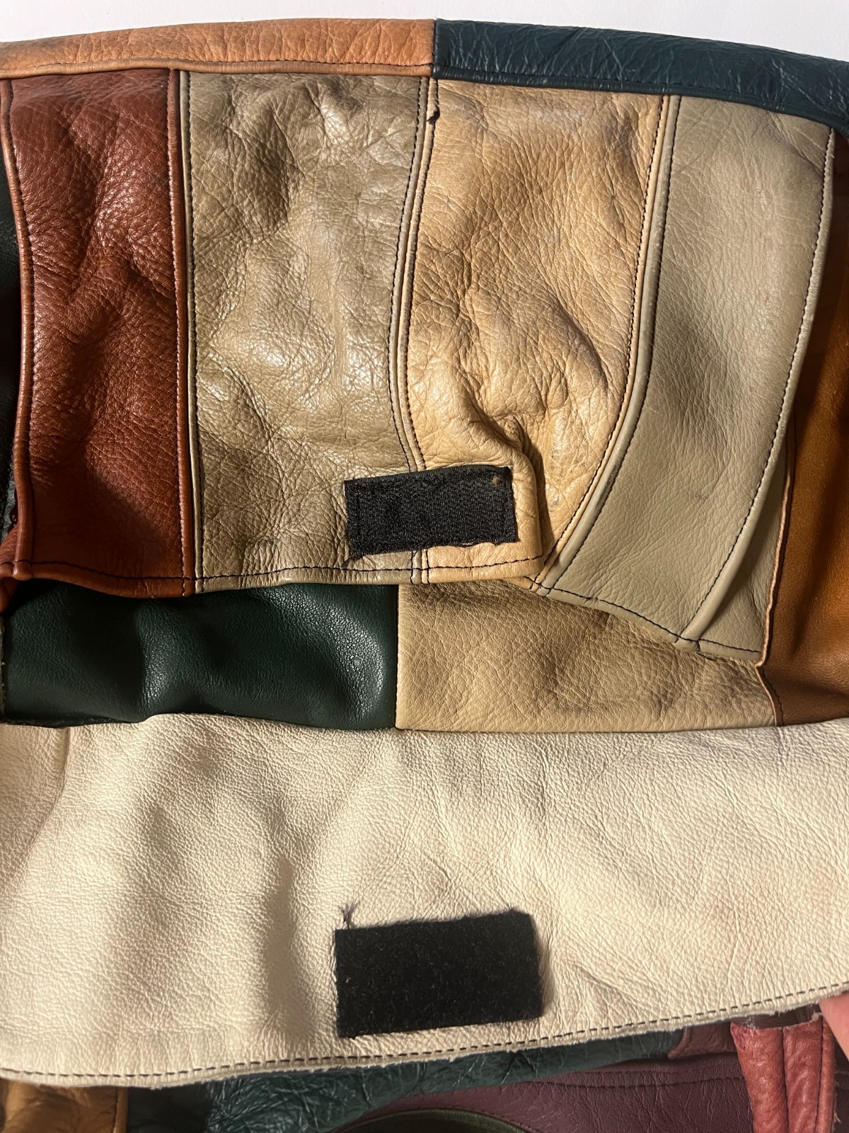 Vintage LEATHER PATCHWORK Large Shoulder Crossbod… - image 14