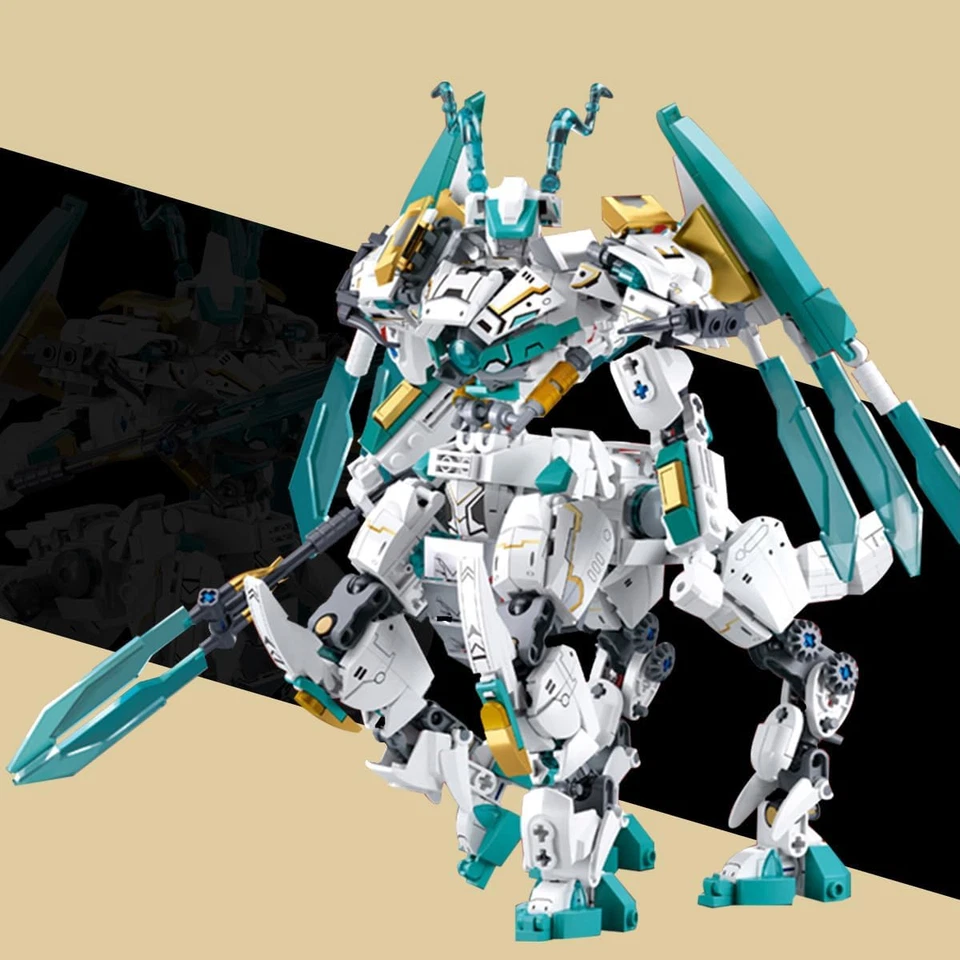 White Centaur Dragon Transforming Mech Building Blocks Set, Mythical Warrior Mec - Image 4 of 4