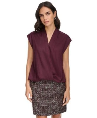 Calvin Klein Womens Cap-Sleeve Faux-Wrap B 197383151310 M RT $69.0