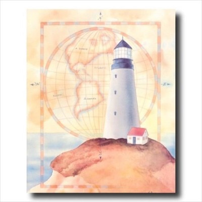 Lighthouse Lake Ocean Map House Landscape Wall Picture 16x20 Art Print