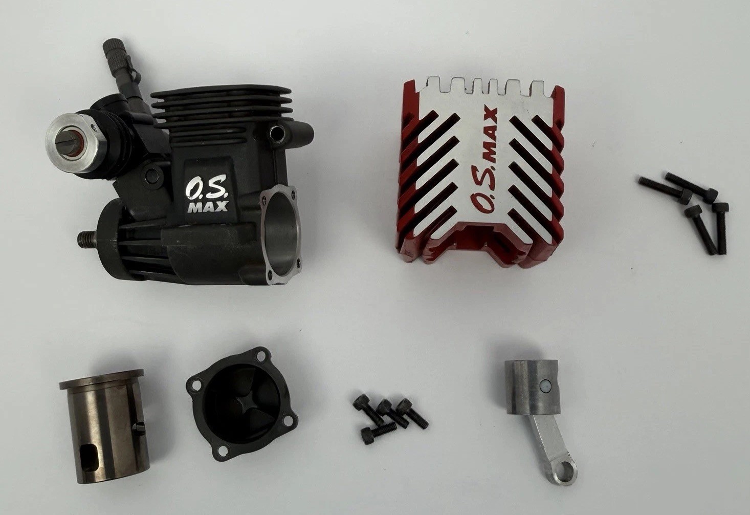 O.S. MAX 12CV .12 Nitro Glow RC Engine Motor w/ Red Heat Sink Carb PARTS/REPAIR