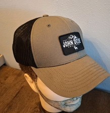 John Deere Mesh Cap Snapback Black Patch Trucker Farmer