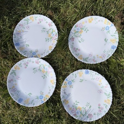 Arcopal Feston Hortense Speiseteller 4er Set Milchglas Vintage 27 cm französisch