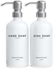 White Glass Hand And Dish Soap Dispenser Set By Modern Kitchen Soap Dispenser Se