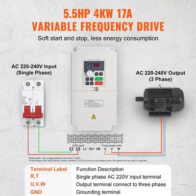 Uimoso 4KW 220V 5HP Variable Frequency Drive Converter VFD 1 To 3