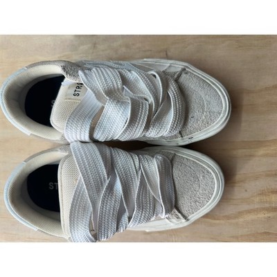 Straye Logan Bone Hairy Suede Flame Skate Shoes Mens 6 Fat Laces Low Top Sneaker
