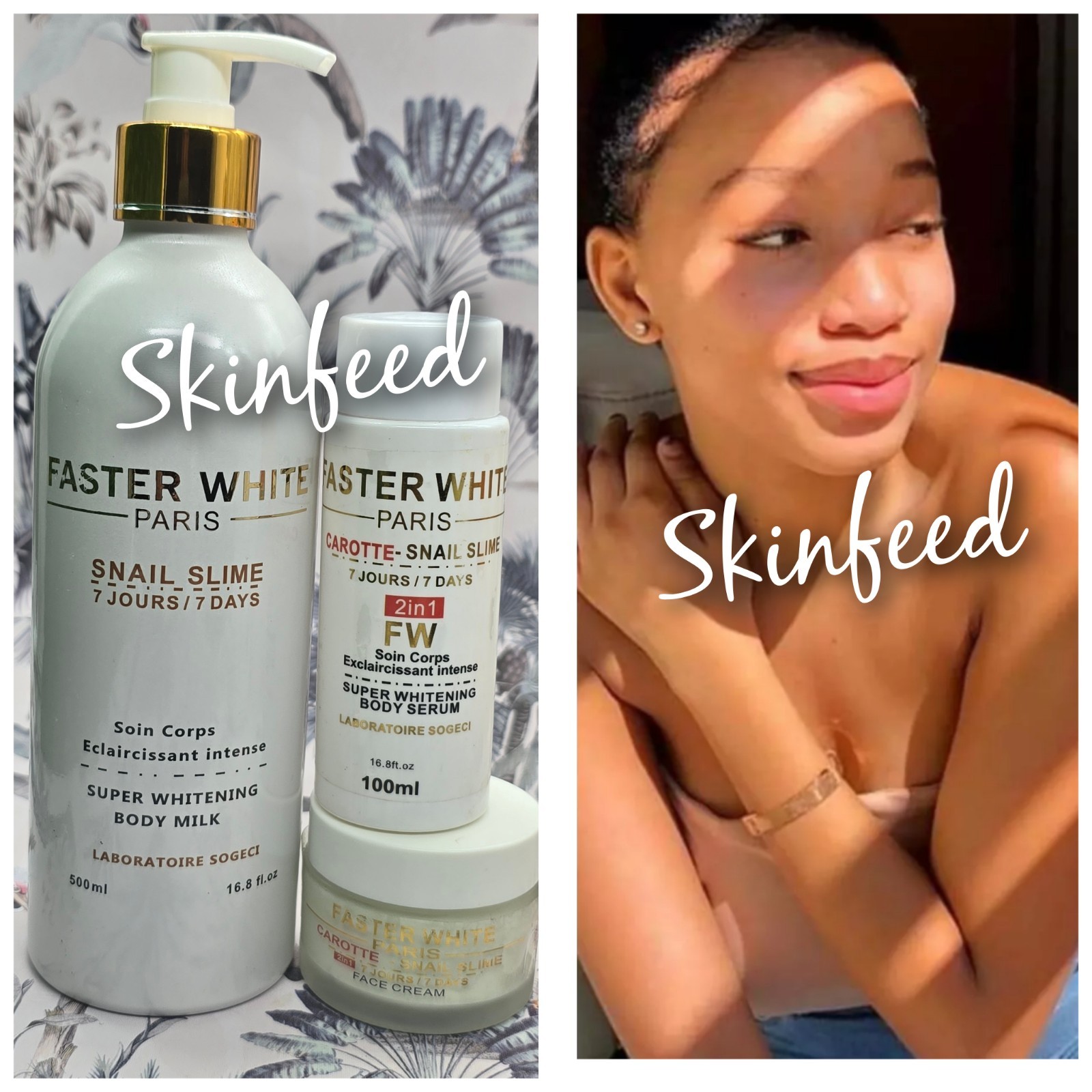 Faster White Snail Slime  Body Lotion, Serum, & Facecream. 2in1