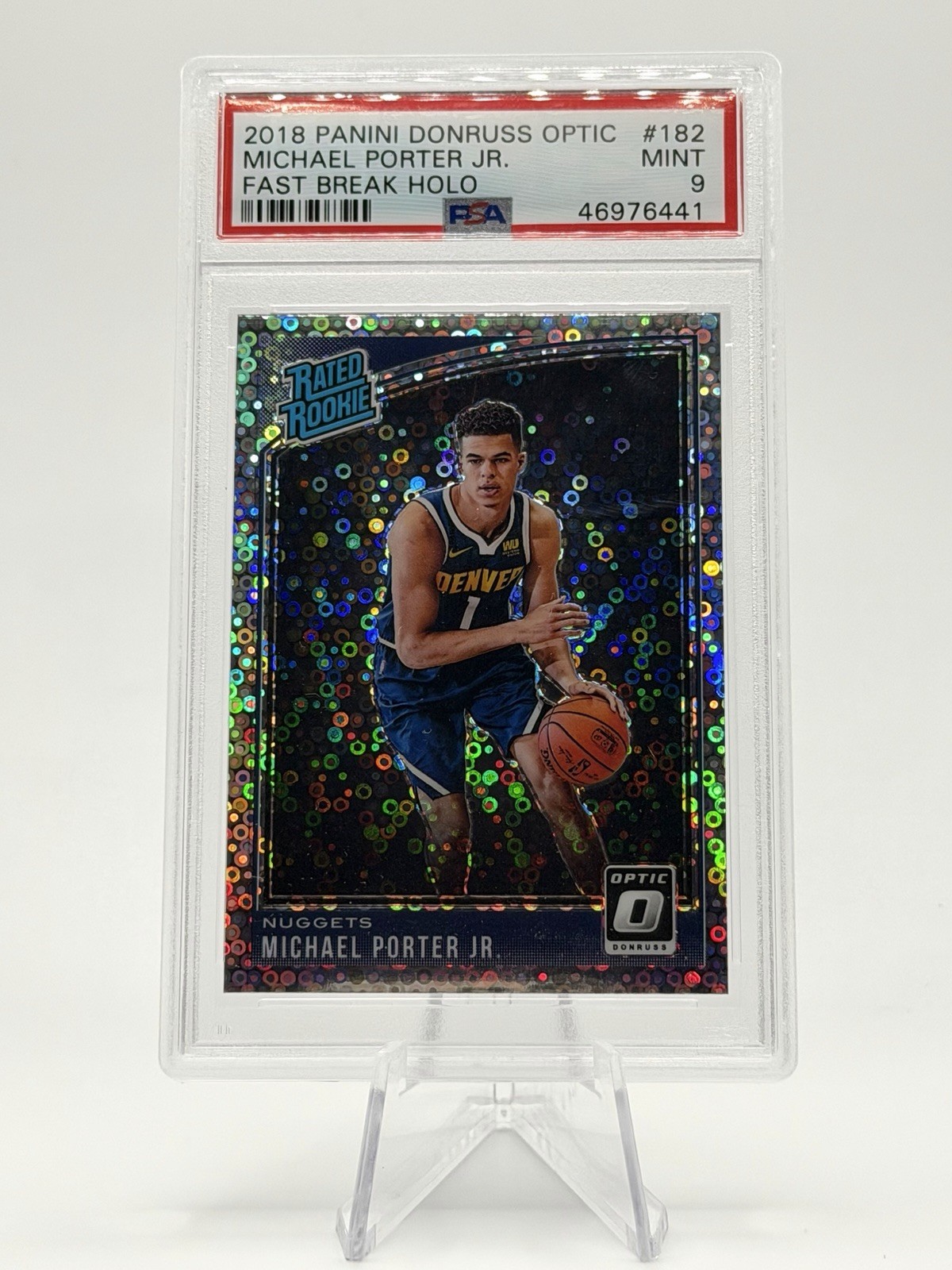 PSA 9 2018 Michael Porter Jr Panini Donruss Optic Fast Break Holo #182 Rookie RC