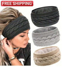 Winter Warm Ear Warmer Knit Thermal Braid Headband Stretch Ear Cover For Women