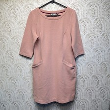 Boden Ottilie Dress Women 10P Pink Ottoman Rib Knit Shift Elbow Sleeve