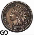 1864 Lincoln Cent Wheat Penny, XF+/AU