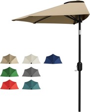 9FT Patio Umbrella - Half Umbrella Outdoor with Smooth Crank Lift