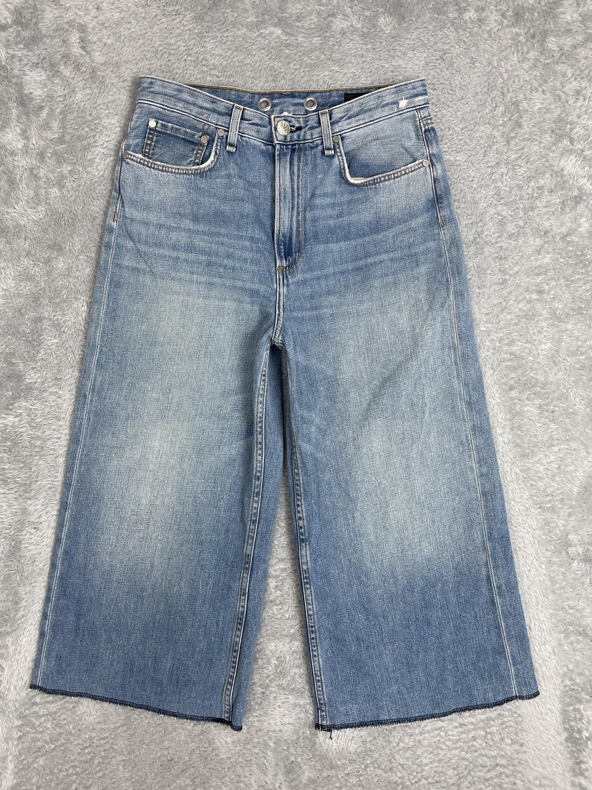 Rag & Bone Ruth Super High Rise Wide Leg Jeans Womens 27 Blue Cropped Denim
