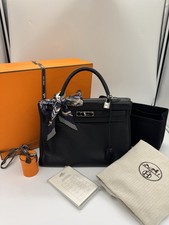 HERMÈS Kelly Bag 35 Retourne Noir Black Schwarz Clemence Silver Palladium+Twilly
