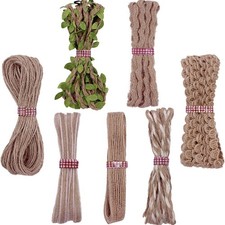 7 Rolls Jute Ribbons Burlap Ribbon Natural Jute Rope Decorative Twisted Strin...