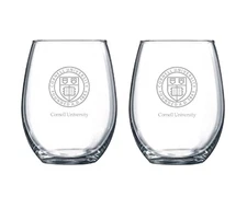 Cornell University Etched Satin Logo Wine or Beverage Glass Set of 2