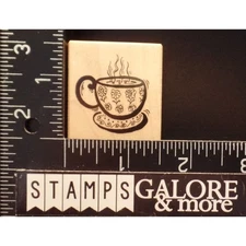 PSX Rubber Stamps C-2552 BREWING COFFEE TEA FLOWER CUP SAUCER #T19