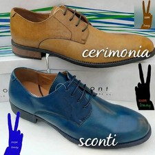 SCARPE UOMO CLASSICHE ELEGANTI blu o cuoio francesine derby montefiori
