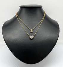 Modeschmuck Collier, Vergoldet, Herz, simulierte Diamanten, Rund, 38 cm lang