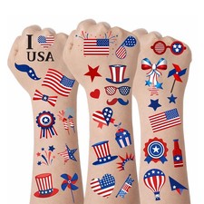 Oiomniv 4th of July Temporary Tattoos 90PCS, Waterproof Patriotic American Flag