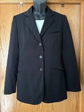 Anne Klein classic black blazer jacket lined long sleeve 3-button size 8