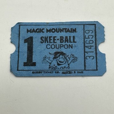 Magic Mountain Skee Ball Coupon Vintage 1976 Globe Ticket Co Raffle Redemption
