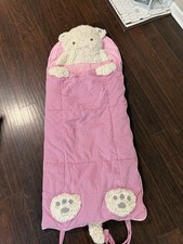Pottery Barn Kids Shaggy Kitty Cat Pink Gingham Sleeping Bag 26 x 62" HENLEY 