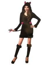 Halloween Womens Smart Black Cat Hooded Dress Costume Small 4-6 