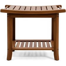 Teak shower bench with Storage Shelf, Shower Stool for Inside Shower, Waterpr...