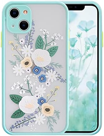 Compatible with iPhone 14 Max Case for Clear Frosted PC Back 3D Floral Girls Wom