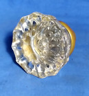 Vintage 12 Point Victorian Era Glass Door Knob - Single Knob/Damaged Brass/Split — photo 1