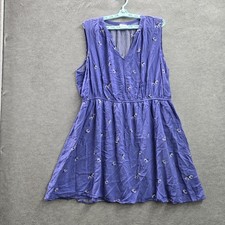 Old Navy Women Dress XXL Blue Floral Fit & Flare Sleeveless Lined