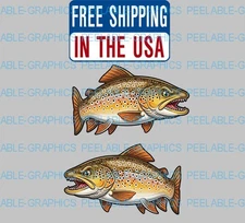 Angry Brown Trout Fish Fishing Vinyl Sticker Saltwater Decal Boat Cooler Bumper